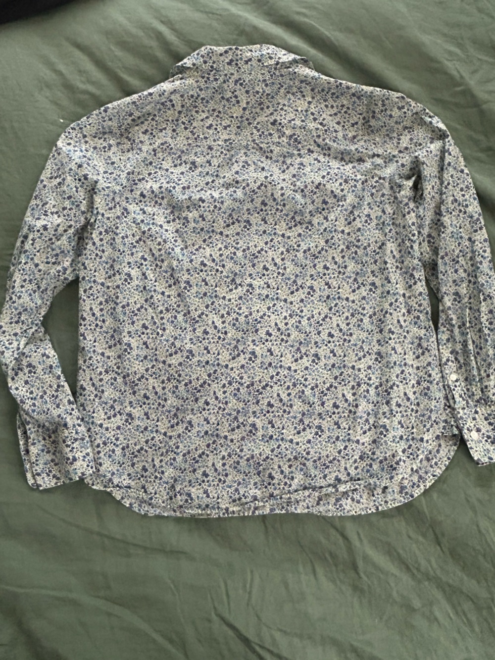 J. Crew Womens Long-Sleeve Floral Button-Up Blouse in White and Blue - Picture 2 of 5